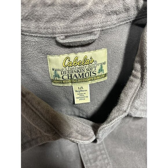 Cabela's Brown Deerskin Soft Chamois‎ Mens Long Sleeve Shirt Heavy Weight L - Picture 2 of 4
